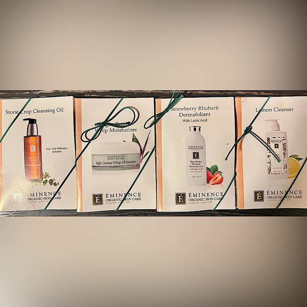 Packets of EMINENCE beauty products.